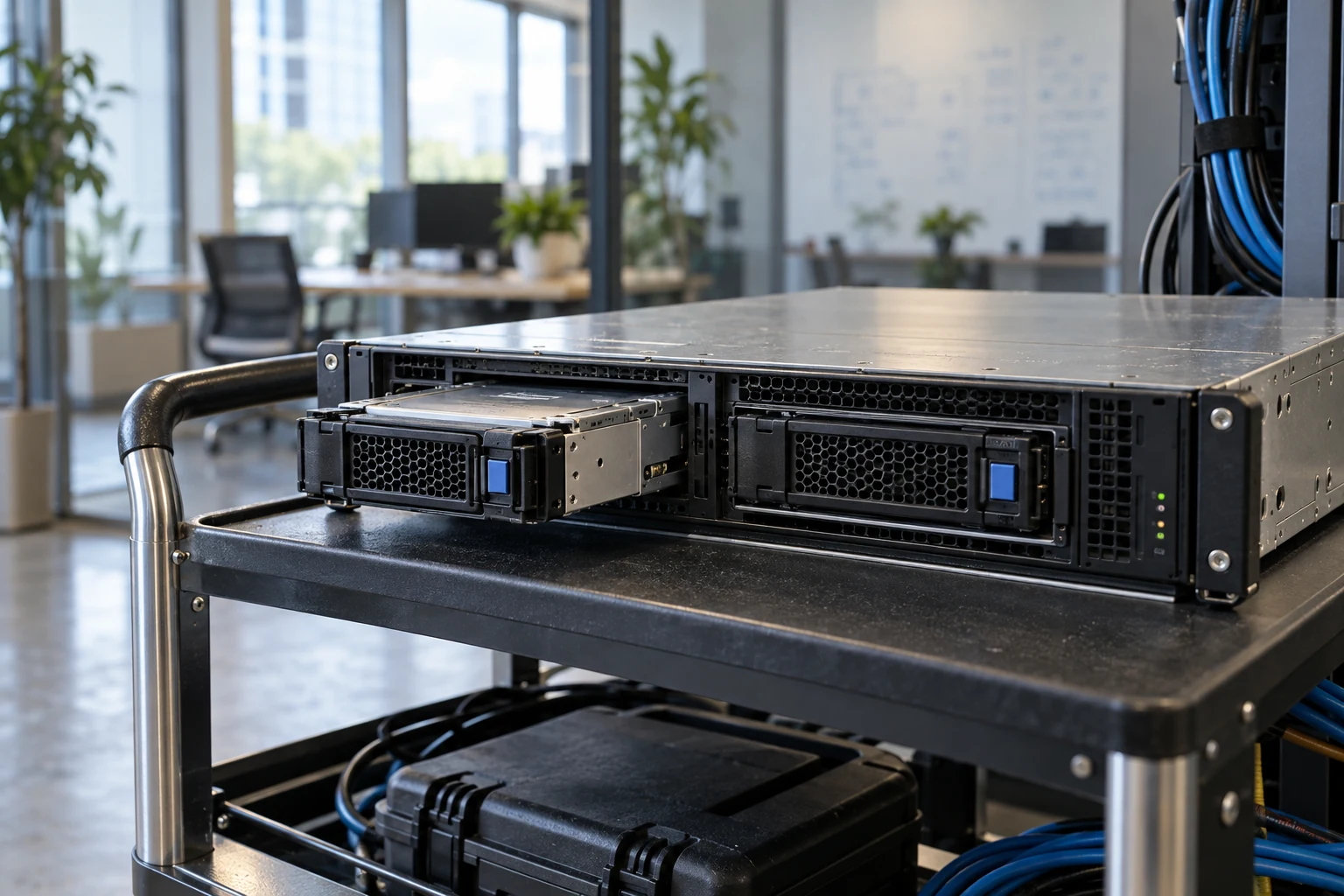 Serviceable application hardware with a removable storage cartridge.