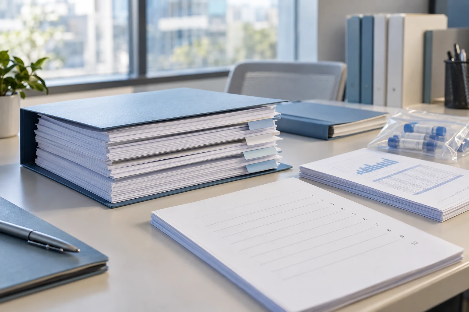 A controlled submission packet with neatly separated source evidence, protected specimen documentation and a plain page index.