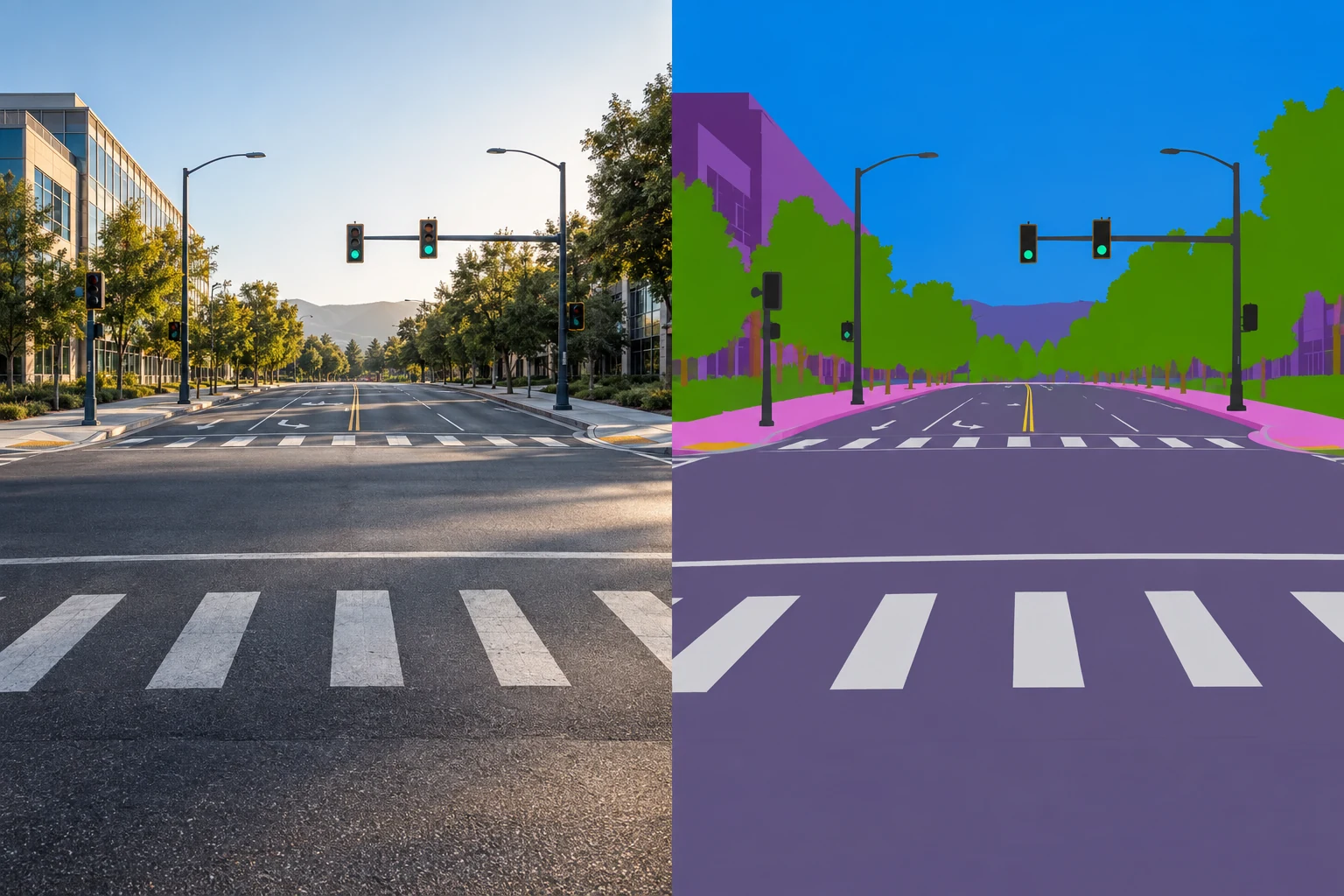 An empty intersection paired with a matching conceptual segmentation view.
