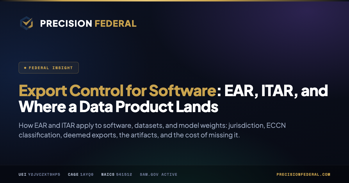 Export Control for Software: EAR, ITAR, and Where a Data Product Lands