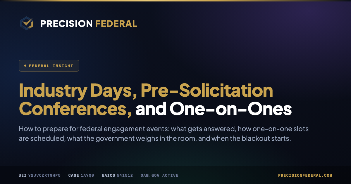 Industry Days, Pre-Solicitation Conferences, and One-on-Ones