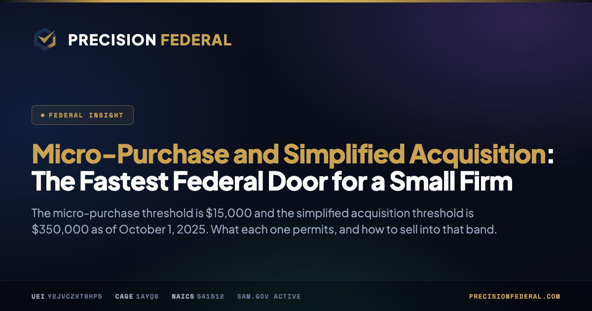 Micro-Purchase and Simplified Acquisition: The Fastest Federal Door for a Small Firm