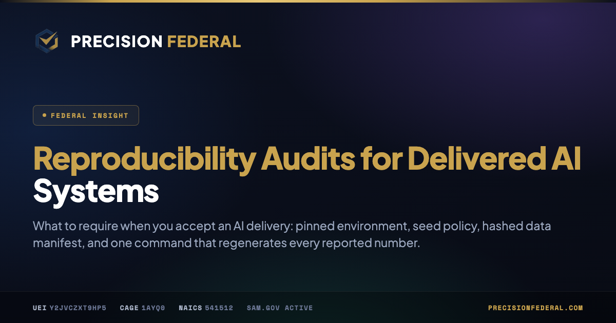 Reproducibility Audits for Delivered AI Systems