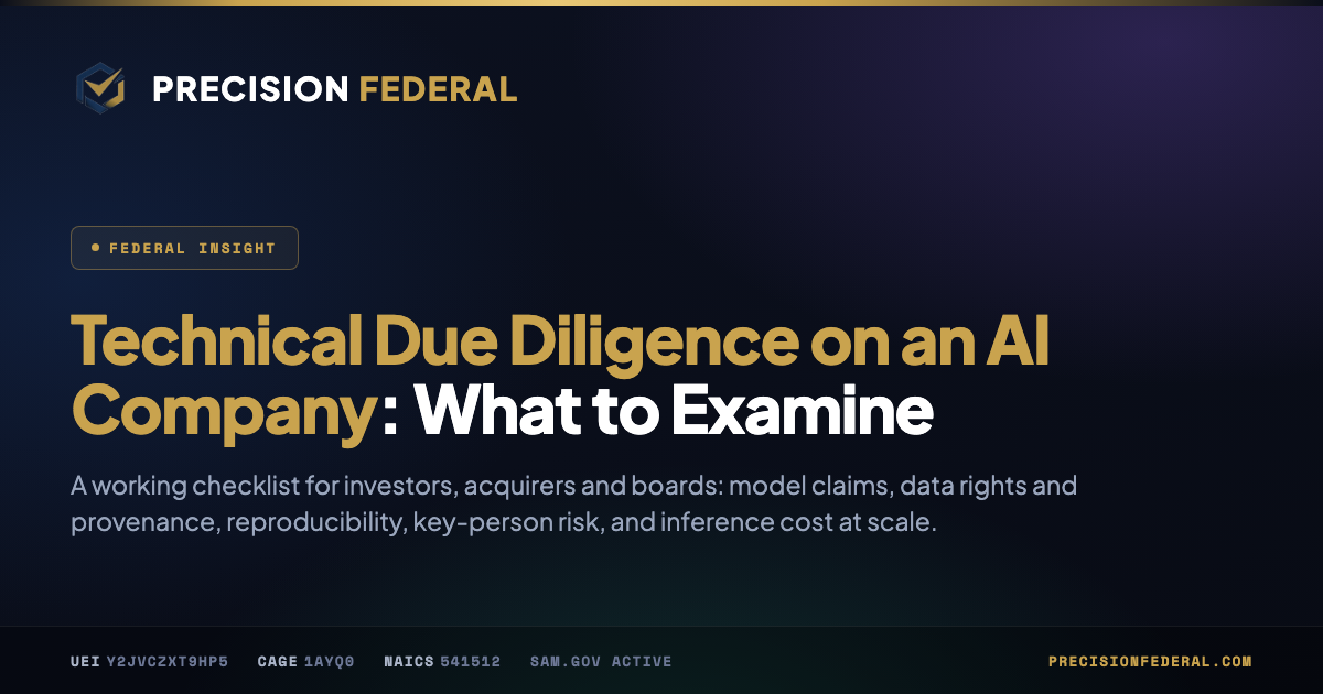 Technical Due Diligence on an AI Company: What to Examine