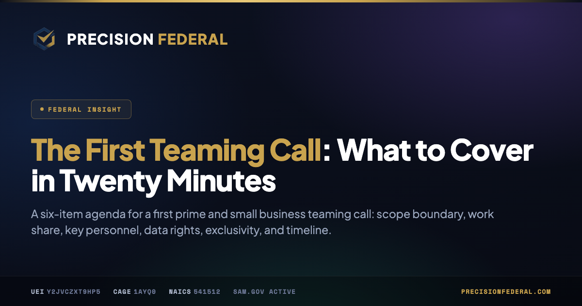 The First Teaming Call: What to Cover in Twenty Minutes