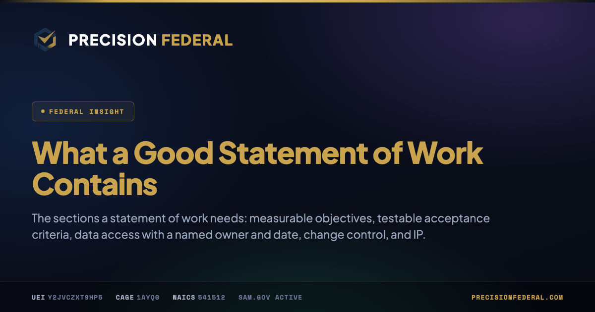 What a Good Statement of Work Contains