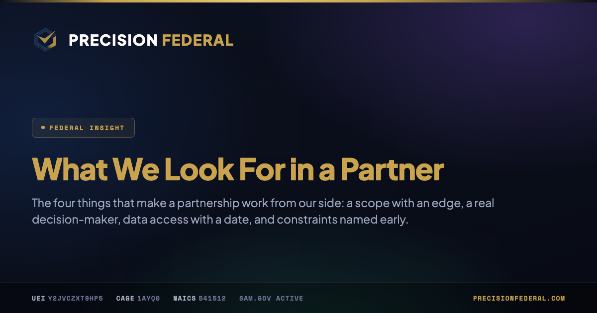 What We Look For in a Partner