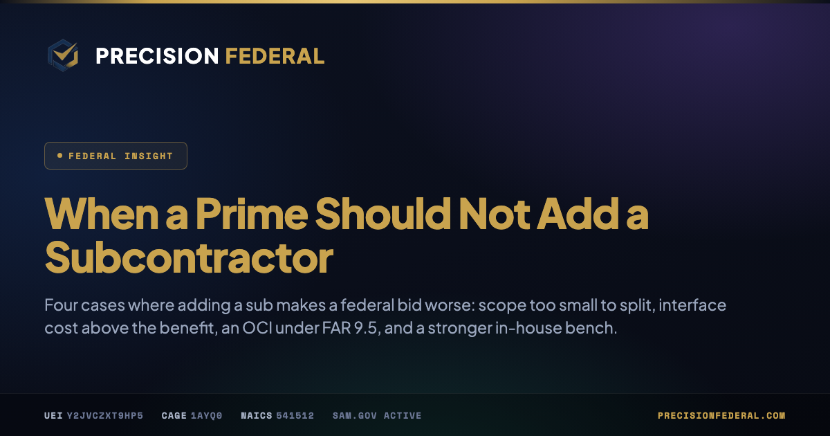When a Prime Should Not Add a Subcontractor